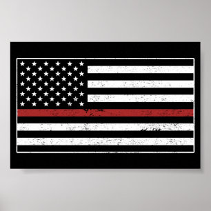 Thin Red Line USA Vlag brandweerafdeling Vlag Poster