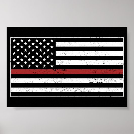 Thin Red Line USA Vlag brandweerafdeling Vlag Poster (Voorkant)