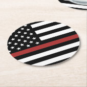 Thin Red Line USA Vlag brandweerafdeling Vlag Ronde Kartonnen Onderzetter (Gebogen)