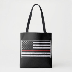 Thin Red Line USA Vlag brandweerafdeling Vlag Tote Bag