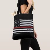 Thin Red Line USA Vlag brandweerafdeling Vlag Tote Bag (Dichtbij)