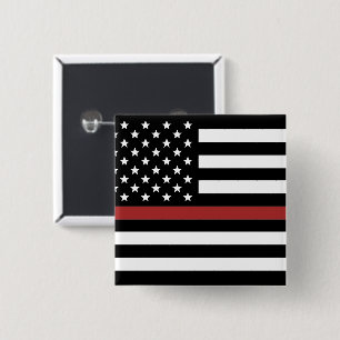 Thin Red Line USA Vlag brandweerafdeling Vlag Vierkante Button 5,1 Cm