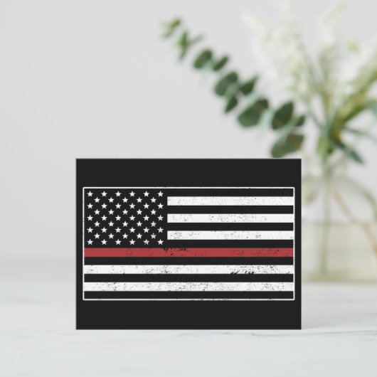 Thin Red Line USA Vlag brandweerman Briefkaart (Staand voorkant)