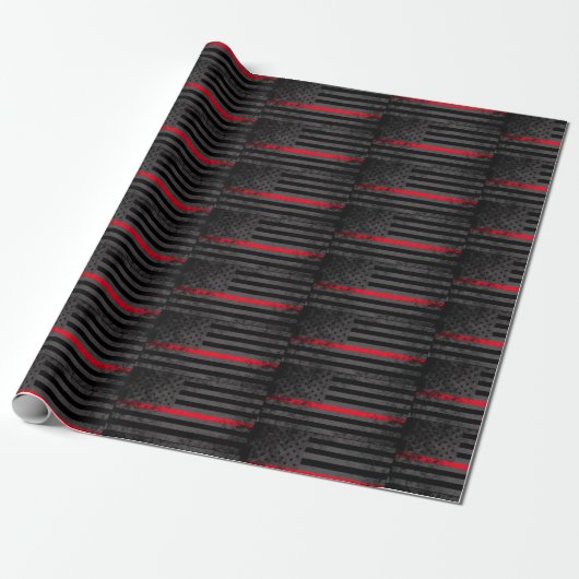 Thin Red Line Wrapping Paper Cadeaupapier (Uitgerold)
