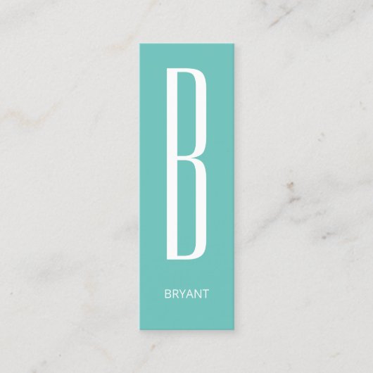 Thin reuzenmonogram cover cyaan mini visitekaartje (Voorkant)