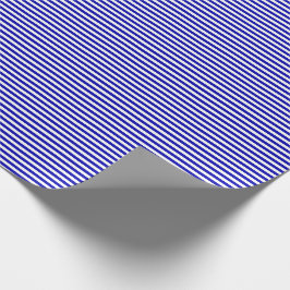 Thin Royal Blue en White Stripes Wrapping Paper Cadeaupapier