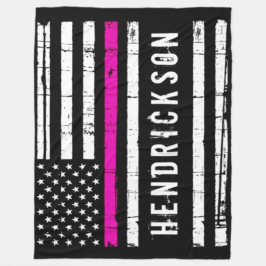 Thin roze lijnvlag Aangepaste verpleegster Fleece Deken (Voorkant)