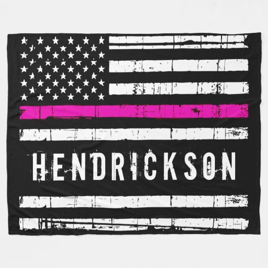 Thin roze lijnvlag Aangepaste verpleegster Fleece Deken (Voorkant (Horizontaal))