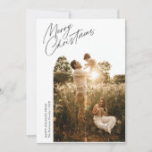 Thin Script Kerstboog Foto Vakantie Kaart (Voorkant)