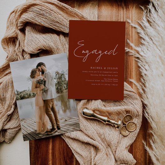 thin script modern verloving nodigt uit kaart