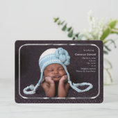 Thin Silver Lijst Fotogeboorteaankondiging Aankondiging (Staand voorkant)