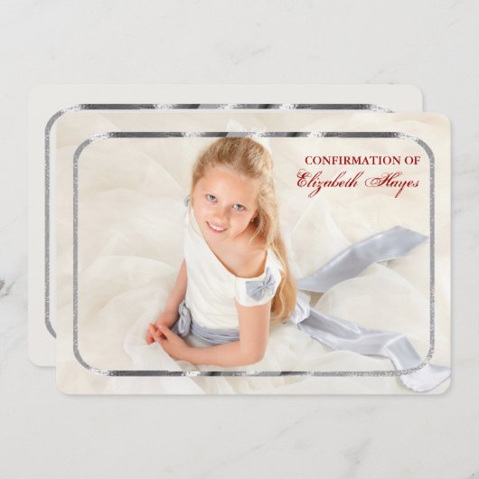 Thin Silver Lijst Fotouitnodiging Kaart (Voorkant / Achterkant)