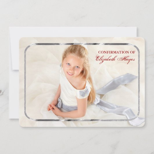 Thin Silver Lijst Fotouitnodiging Kaart (Voorkant)