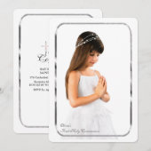 Thin Silver Lijst Photo First Communtion Kaart (Voorkant / Achterkant)