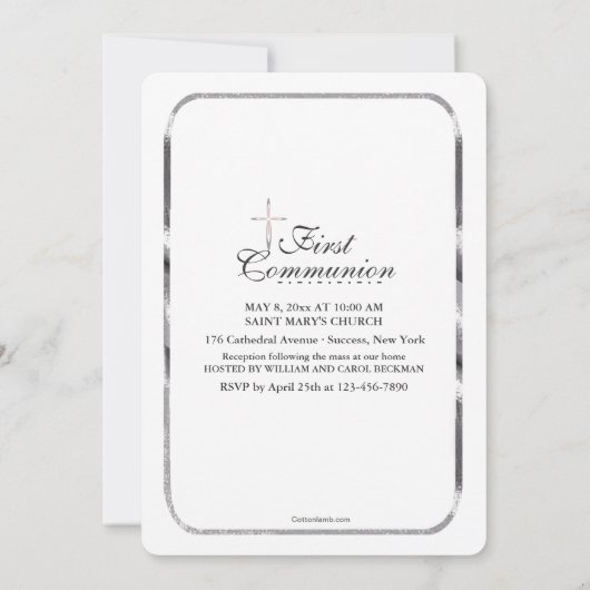 Thin Silver Lijst Photo First Communtion Kaart (Achterkant)
