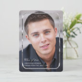 Thin Silver Lijst Photo Invitation Kaart (Staand voorkant)