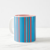 Thin Stripes Aqua Tweekleurige Koffiemok (Voorkant links)