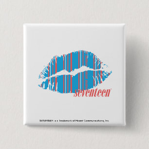 Thin Stripes Aqua Vierkante Button 5,1 Cm