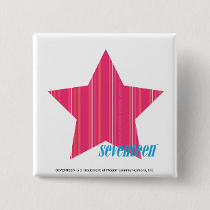 Thin Stripes Magenta 3 Vierkante Button 5,1 Cm