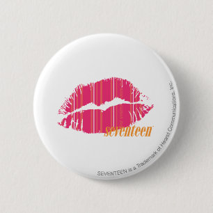 Thin Stripes Magenta Ronde Button 5,7 Cm