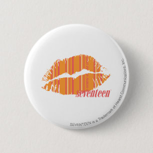 Thin Stripes Oranje Ronde Button 5,7 Cm