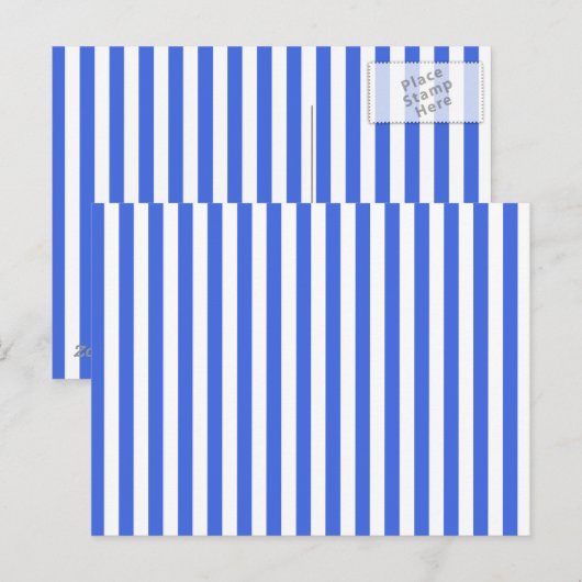Thin Stripes - White en Royal Blue Briefkaart (Voorkant / Achterkant)