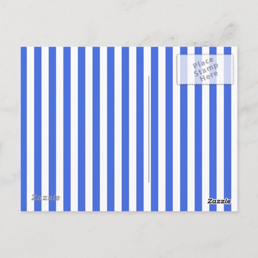 Thin Stripes - White en Royal Blue Briefkaart (Achterkant)
