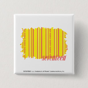 Thin Stripes Yellow 2 Vierkante Button 5,1 Cm