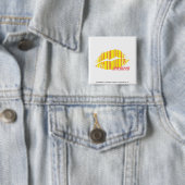 Thin Stripes Yellow Vierkante Button 5,1 Cm (In situ)