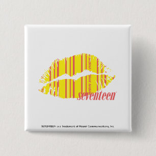 Thin Stripes Yellow Vierkante Button 5,1 Cm