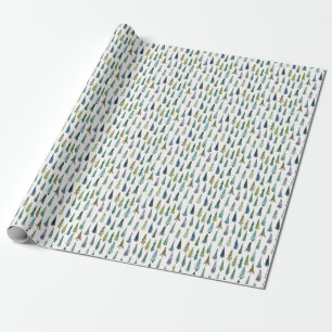 Thin Tree Pattern Retro Kerstmis en Winter Gift Cadeaupapier