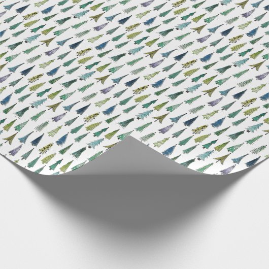 Thin Tree Pattern Retro Kerstmis en Winter Gift Cadeaupapier (Hoek)