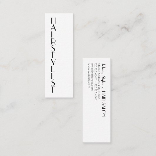 Thin verticale stijltekst mini visitekaartje (Voorkant / Achterkant)