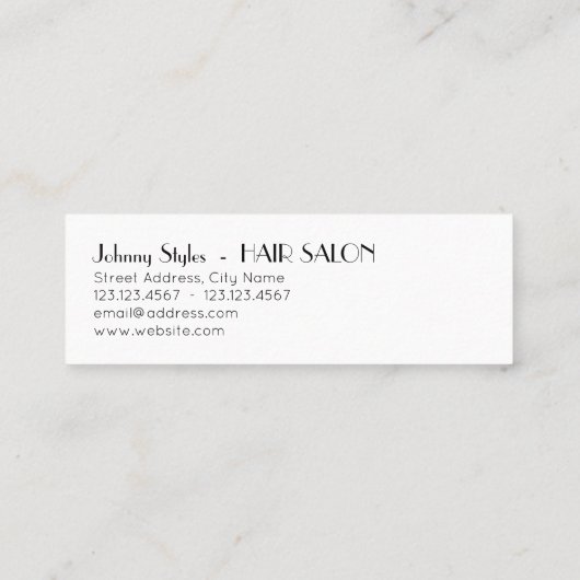 Thin verticale stijltekst mini visitekaartje (Achterkant)