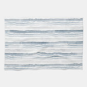 Thin Watercolor Stripes, Slate Blue, Gray, White Theedoek (Horizontaal)