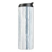 Thin Watercolor Stripes, Slate Blue, Gray, White Thermosbeker (Gedraaid links)