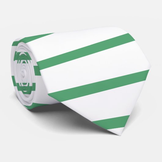 Thin White en Kelly Green Horizontal-Striped Strop Stropdas (Opgerold)