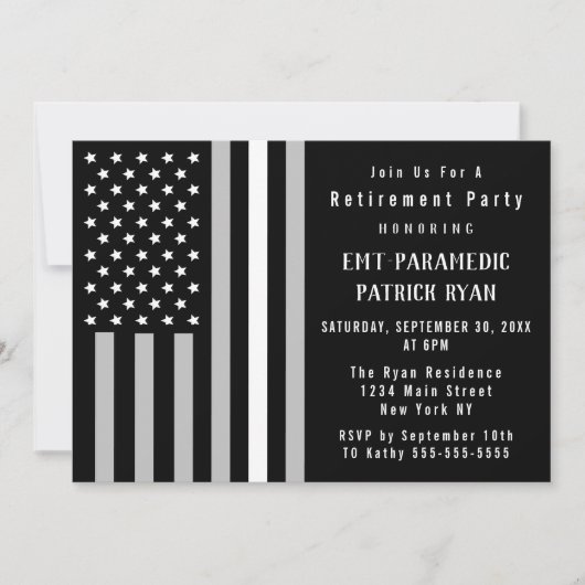 Thin White Line American Flag EMS Retirement Party Kaart (Voorkant)