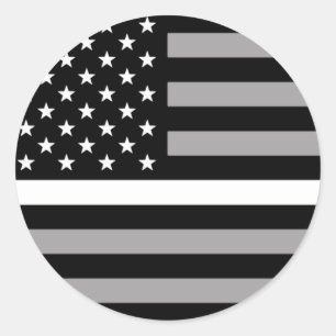 Thin White Line American Flag Ronde Sticker