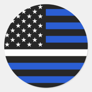Thin White Line Blue American Flag Ronde Sticker