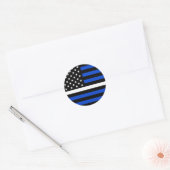 Thin White Line Blue American Flag Ronde Sticker (Envelop)