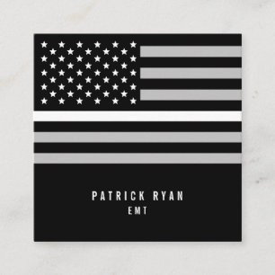 Thin White Line EMS American Flag Professional Vierkante Visitekaartje