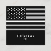 Thin White Line EMS American Flag Professional Vierkante Visitekaartje (Voorkant)