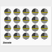 Thin Yellow Line American Flag Ronde Sticker (Vel)