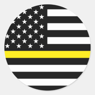 Thin Yellow Line American Flag Ronde Sticker