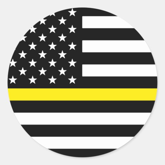 Thin Yellow Line American Flag Ronde Sticker (Voorkant)