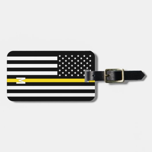 Thin Yellow Line Dispatcher American Flag Monogram Bagagelabel (Voorkant horizontaal)