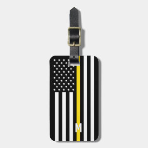 Thin Yellow Line Dispatcher American Flag Monogram Bagagelabel