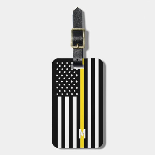 Thin Yellow Line Dispatcher American Flag Monogram Bagagelabel (Voorkant verticaal)