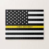 Thin Yellow Line Dispatcher American Flag Monogram Legpuzzel (Horizontaal)